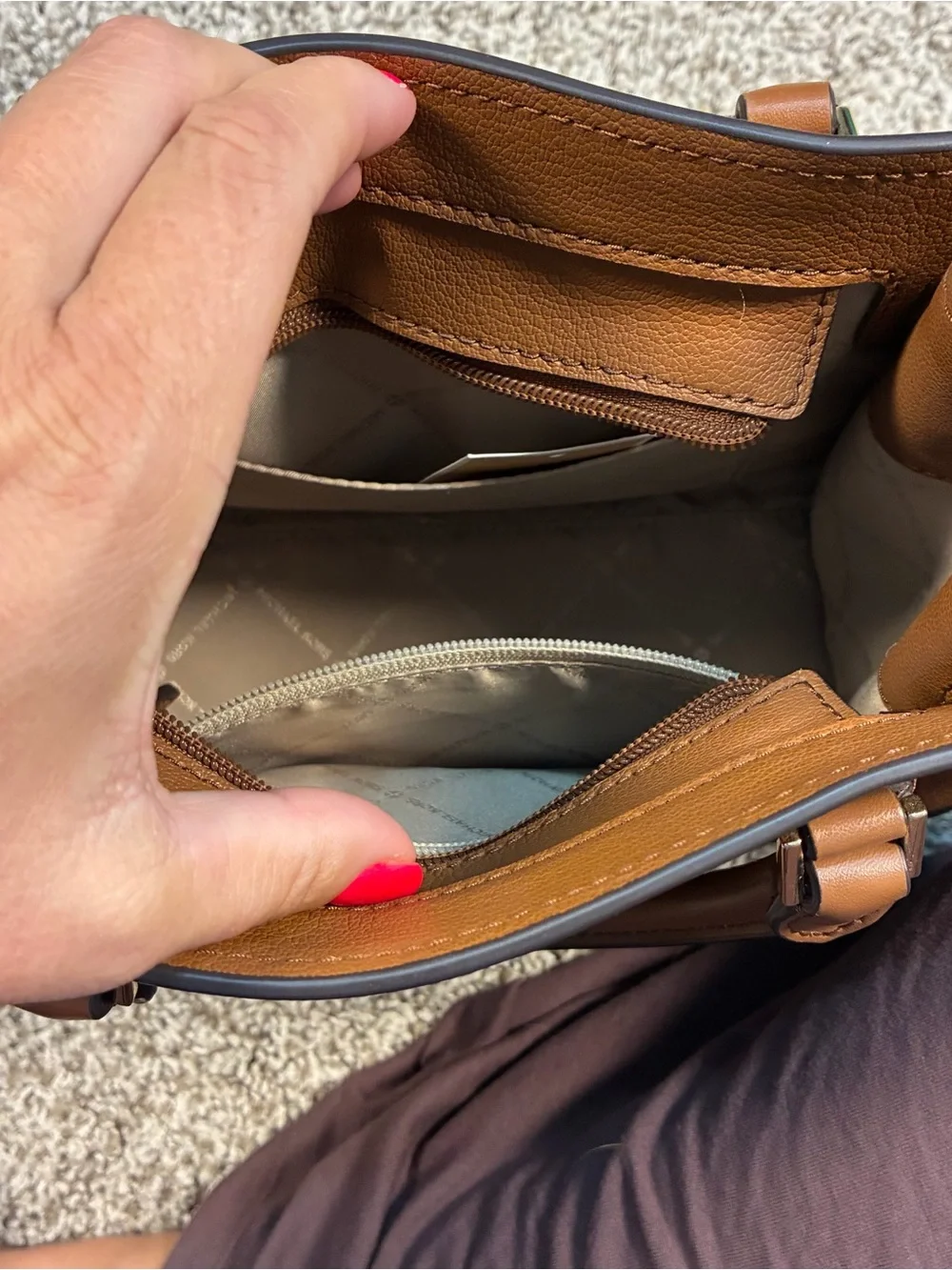 Michael Kors Hamilton Brown Leather Satchel with Gold Hardware